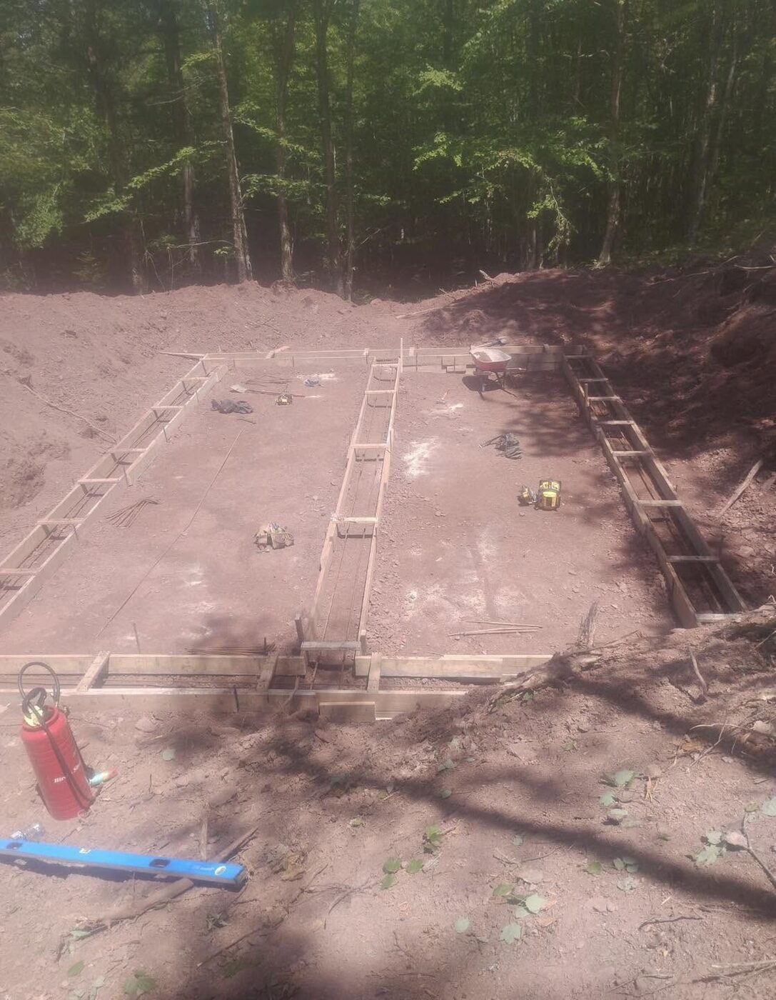 Footing layout set out on the cleared cabin site