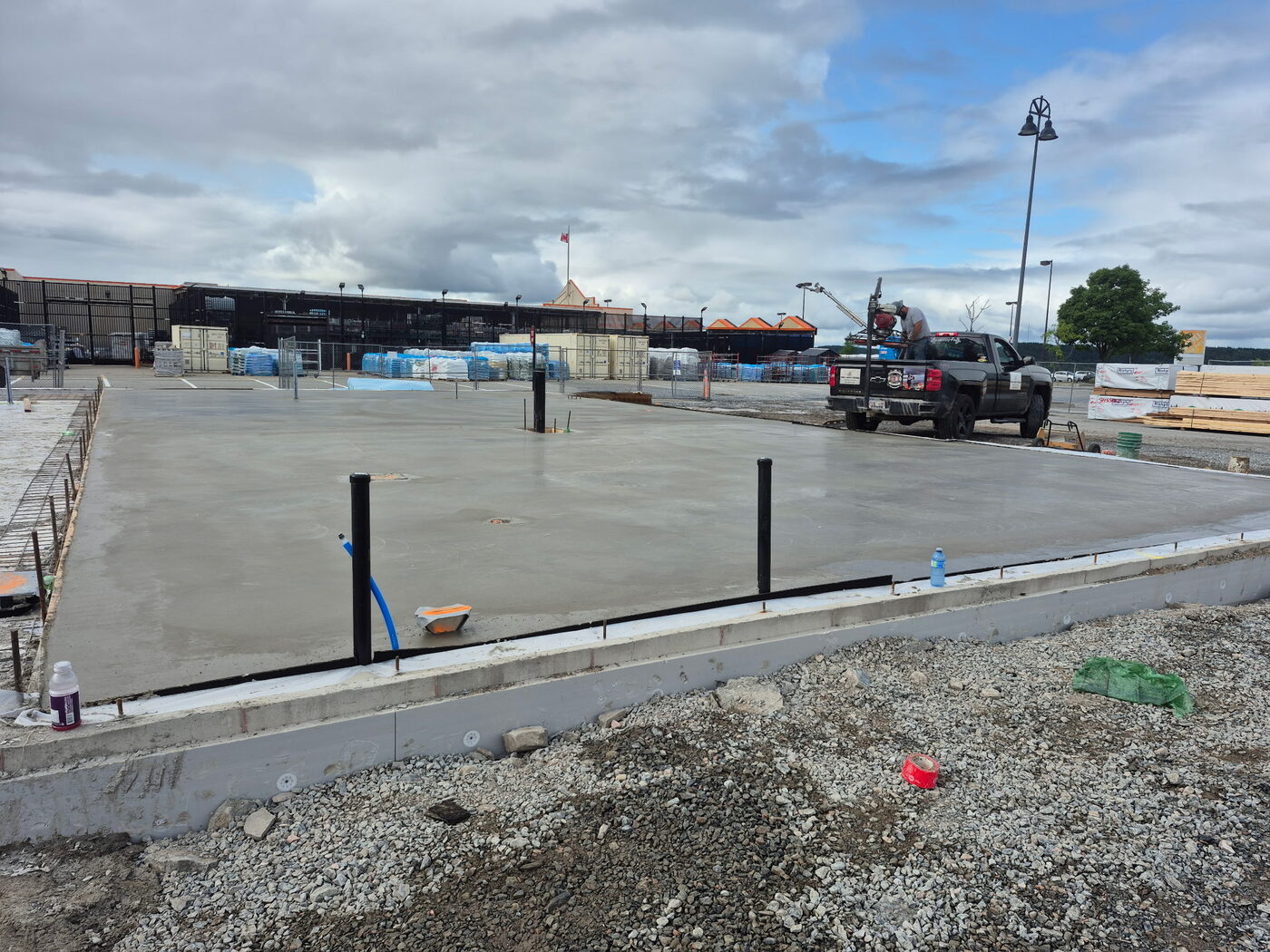 Finished slab at the Swiss Chalet build in Saint John, retail development beyond
